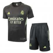 Fato de Treino Real Madrid Manga Curta 2025-2026 Cinza Verde - Calcas Curta