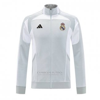 Jaqueta Real Madrid 2025-2026 Cinza Branco