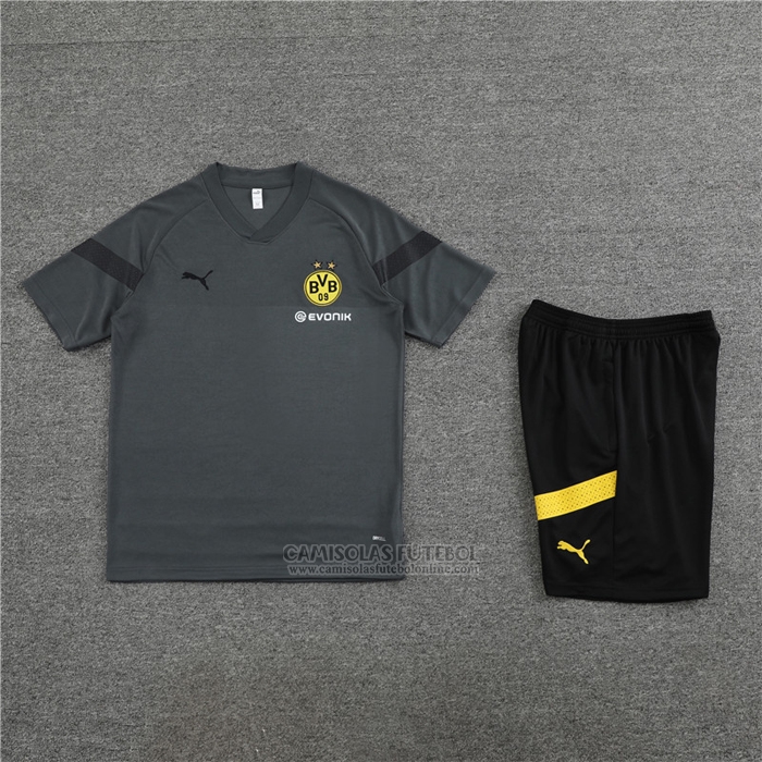 Fato de Treino Dortmund Manga Curta 2022-2023 Cinza - Calcas Curta