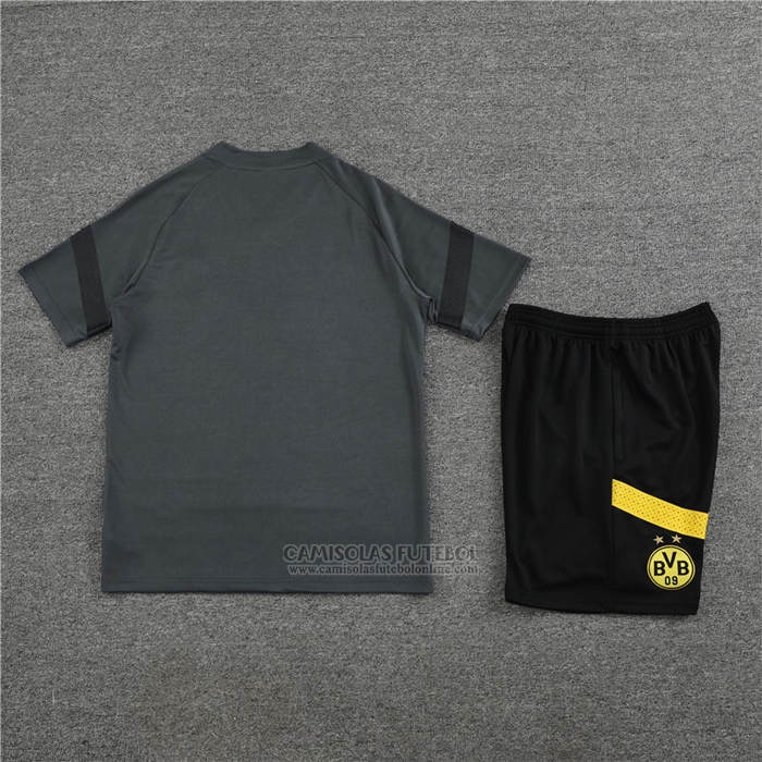 Fato de Treino Dortmund Manga Curta 2022-2023 Cinza - Calcas Curta