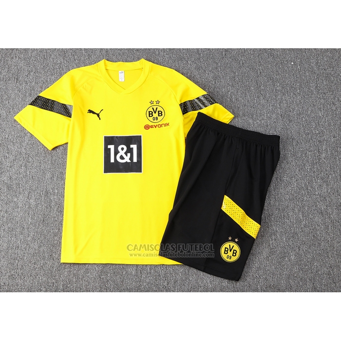 Fato de Treino Dortmund Manga Curta 2022-2023 Amarelo - Calcas Curta
