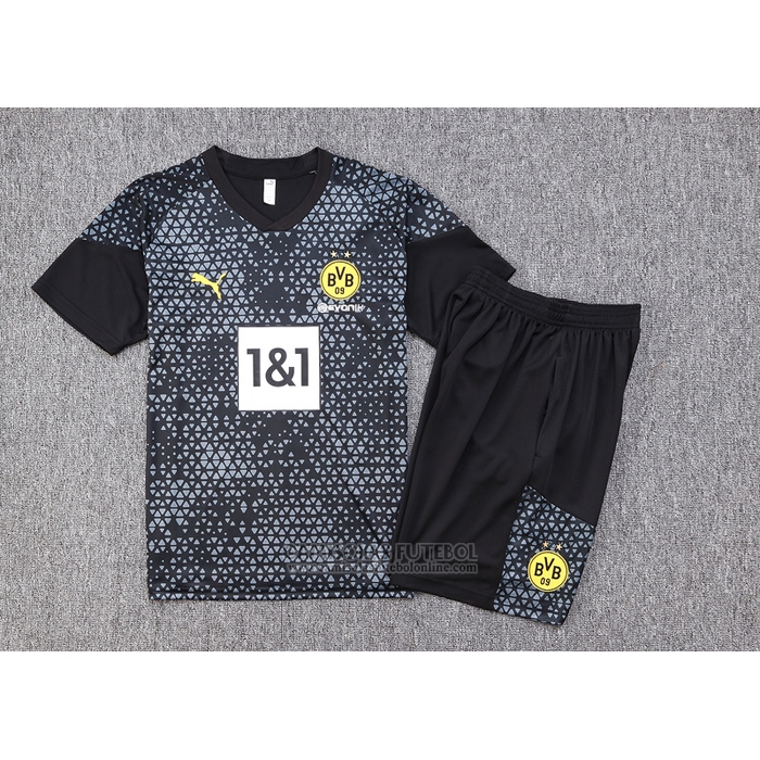 Fato de Treino Dortmund Manga Curta 2023-2024 Preto - Calcas Curta